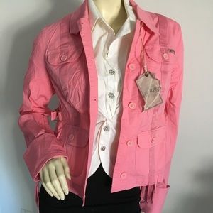 Plugg pink button up utility jacket with pockets size medium
